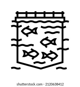 sea cages salmon line icon vector. sea cages salmon sign. isolated contour symbol black illustration