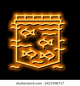 sea cages salmon neon light sign vector. sea cages salmon illustration