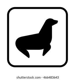 Sea calf icon or harbor seal logo. Flat vector illustration isolated on white background.