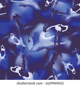 Sea camouflage of various shades of blue and white colors. It is a colorful seamless pattern that can be used as a camo print for clothing and background and backdrop or computer wallpaper