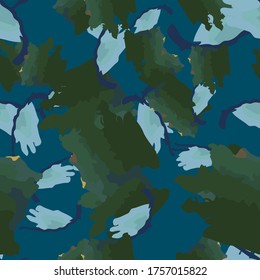 Sea camouflage of various shades of blue, green and brown colors. It is a colorful seamless pattern that can be used as a camo print for clothing and background and backdrop or computer wallpaper