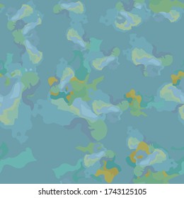 Sea camouflage of various shades of green, blue and yellow colors. It is a colorful seamless pattern that can be used as a camo print for clothing and background and backdrop or computer wallpaper