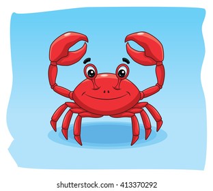Sea cancer vector character mascot design. Design for web and print funny character sea cancer. Mascot cancer is emotion illustration.