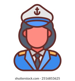 Ícones preenchidos do capitão do mar, ilustração de vetor