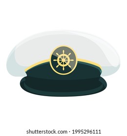 Sea Captain Hat Icon. Cartoon Of Sea Captain Hat Vector Icon For Web Design Isolated On White Background