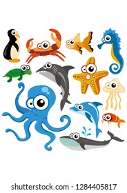 Sea cartoon animals