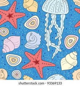 Sea cartoon vector pattern