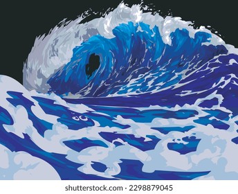 Sea ​​Wave Cartoon Vector Set Graphic Illustration Isolated stock illustration