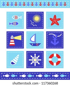 Sea child decor elements, vector illustration