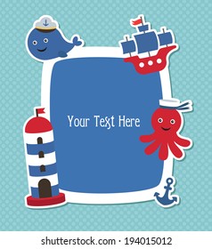 sea childish frame design. vector illustration