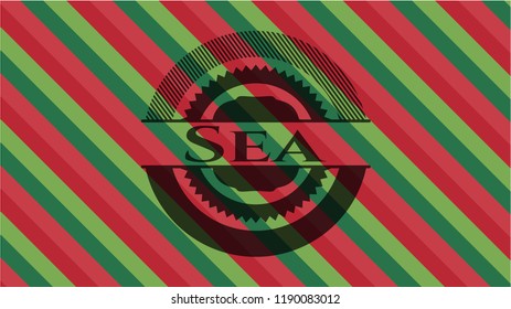 Sea christmas style emblem.