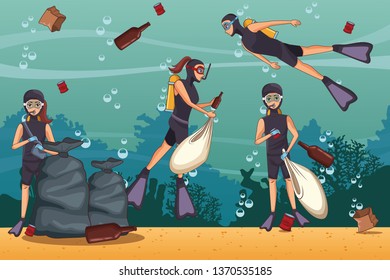 Sea cleaning cartoons