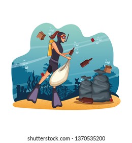 Sea cleaning cartoons