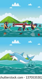 Sea cleaning cartoons