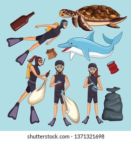 Sea cleaning cartoons collection
