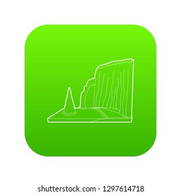 Sea cliff icon green vector isolated on white background