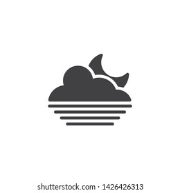 Sea cloud and moon vector icon. filled flat sign for mobile concept and web design. Cloudy night weather glyph icon. Symbol, logo illustration. Vector graphics
