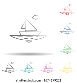 Sea cloud sheep multi color set icon. Simple thin line, outline vector of landspace icons for ui and ux, website or mobile application