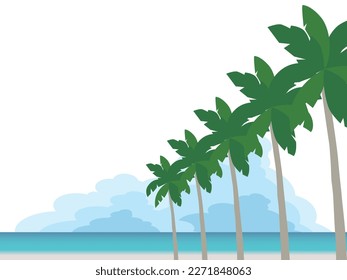 Mar, nubes y paisaje de palmeras