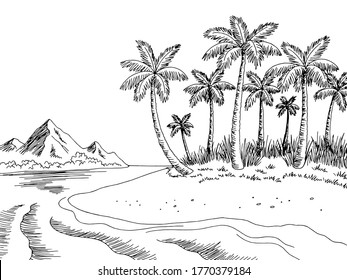 Panoramic Beach View Vector Illustration Seaside Stock Vector (Royalty ...