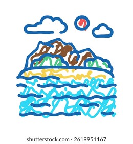 sea coast hawaii doodle icon sketch vector. sea coast hawaii sign. isolated symbol illustration