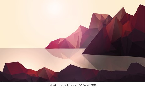 Seeküste mit hohen Klippen - Vektorgrafik
