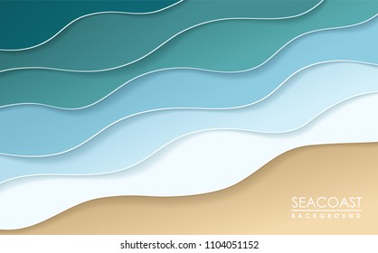 Sea coast origami background. Vector wallpaper.