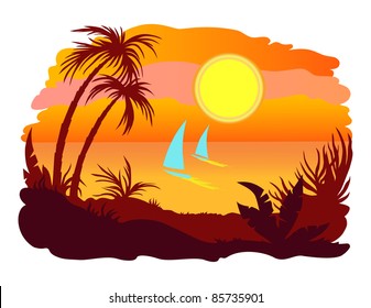 sea coast with palms