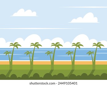 Sea coast. Summer time. Vector illustration