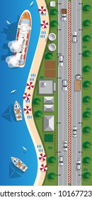 Sea coast. View from above. Vector illustration.