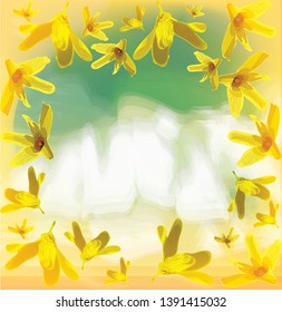 Sea coast and yellow flowers. For travel agency design