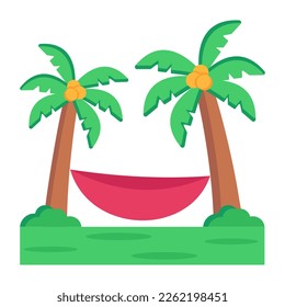 Sea and coconut trees showing an image of tropical island flat icon 