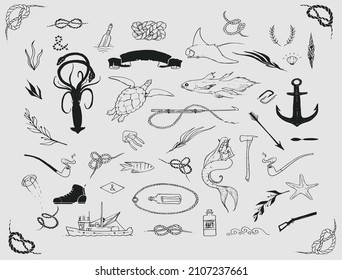 Sea collection, black and white