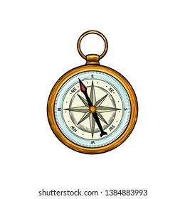 Sea compass isolated on white background. Vintage style.