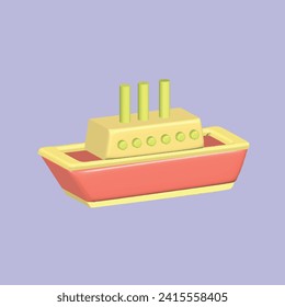 Sea ​​transportation concept. Realistic 3d object cartoon style. Vector colorful illustration. 