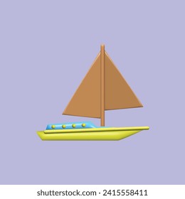 Sea ​​transportation concept. Realistic 3d object cartoon style. Vector colorful illustration. 