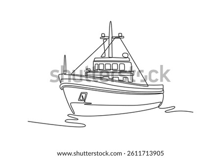 Sea ​​transportation concept. Single line draw design. Vector graphic illustration