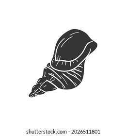 Sea Conch Icon Silhouette Illustration. Beach Shield Vector Graphic Pictogram Symbol Clip Art. Doodle Sketch Black Sign.