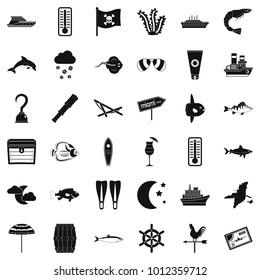 Sea conditions icons set. Simple set of 36 sea conditions vector icons for web isolated on white background