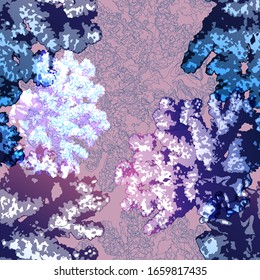 Sea coral. Color vector seamless pattern of coral.