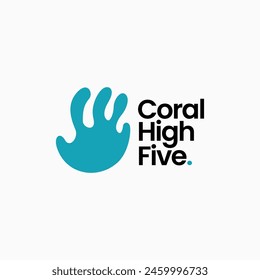 sea coral hand high five care logo vector icon illustration