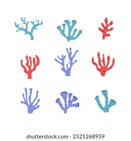 Sea coral icon symbol Flat style. collection of isolated cartoon illustrations