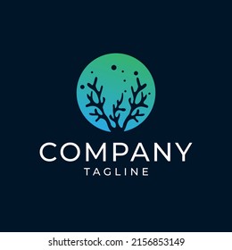 Sea and coral Logo aquatic Template icon Vector Illustration