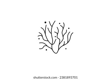 Sea coral logo with line art design style