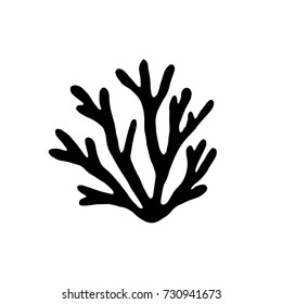 Sea Coral Silhouette Vector Black. Isolated