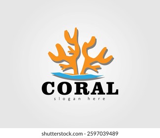 sea coral vector icon logo design illustration for business and company