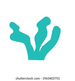 Sea corals, algae on an isolated background. A kind of underwater world. Cute flat vector illustration. Element or banner.