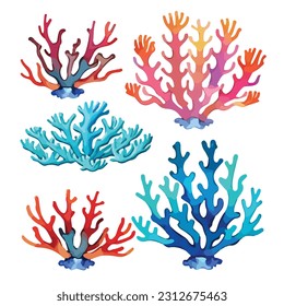 a sea corals art style art design watercolor vector illustrator