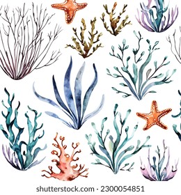 sea corals art style watercolor border for wedding invitation template vector illustration