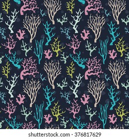 Sea corals seamless pattern